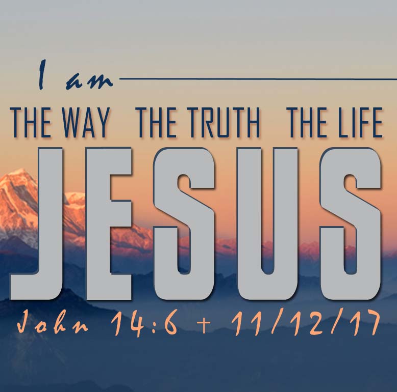 Jesus in big letters with John 14:6